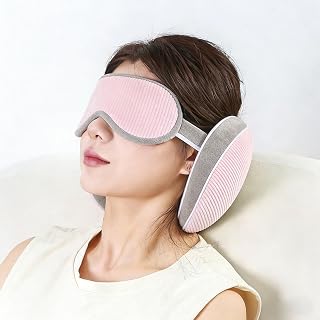 2 in 1 U Shaped Travel Neck Pillow with Sleep Eye Mask, Cotton Filled Light Blocking Nap Pillow for Airplane Office Home Travel Rest