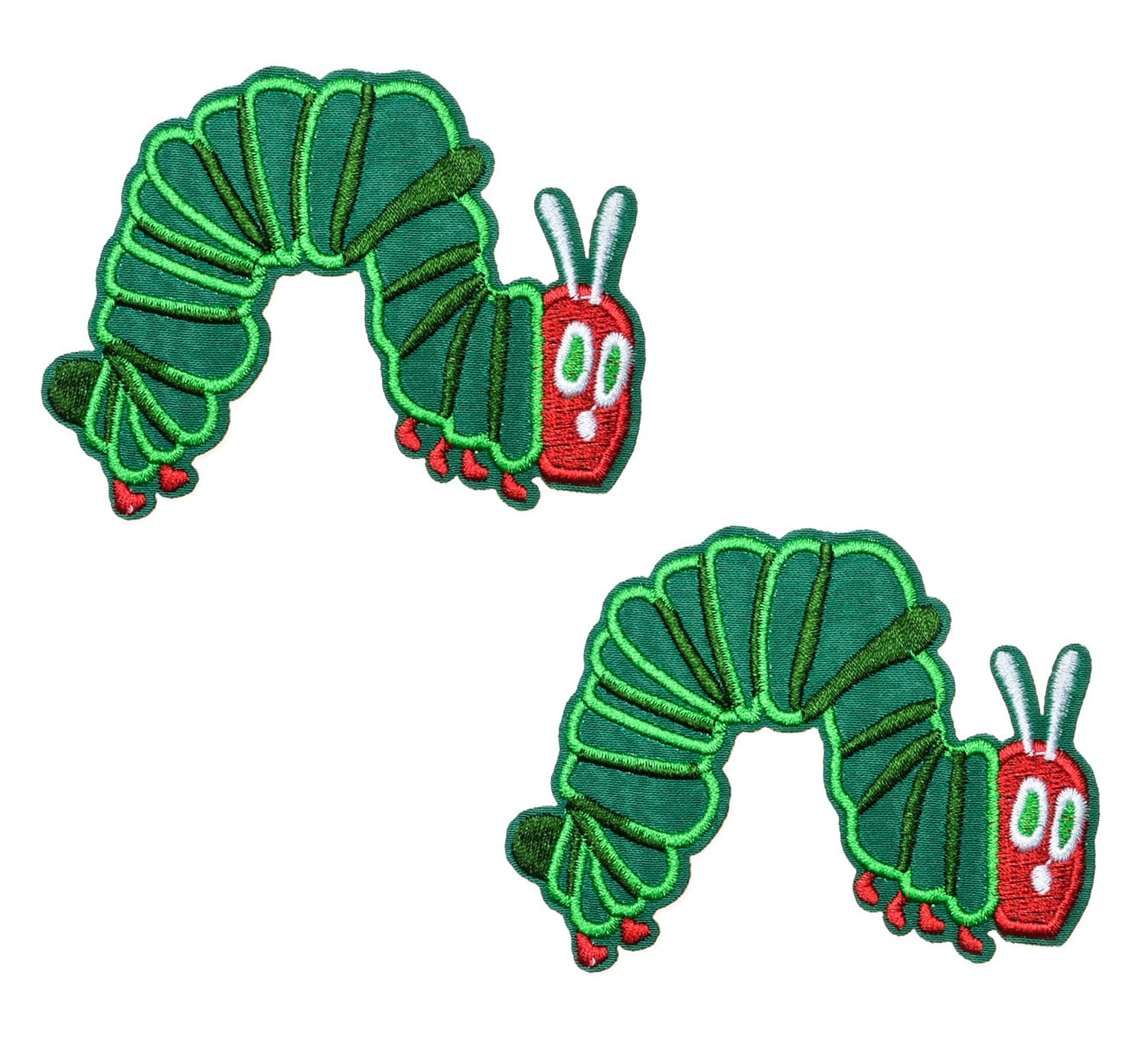 Queqin 2 Pcs Very Hungry Caterpillar Patch Worm Embroidered Iron On/Sew On Patches (Style-2)