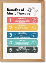 Music Therapy Benefits Canvas Print Art Print, Trendy Poster, Wall Art, Painting, Pictures, Office Home Decor, Decoration, Spiritual, Cognitive, Emotional, Physical, Social (Wood Framed,12L X16W)