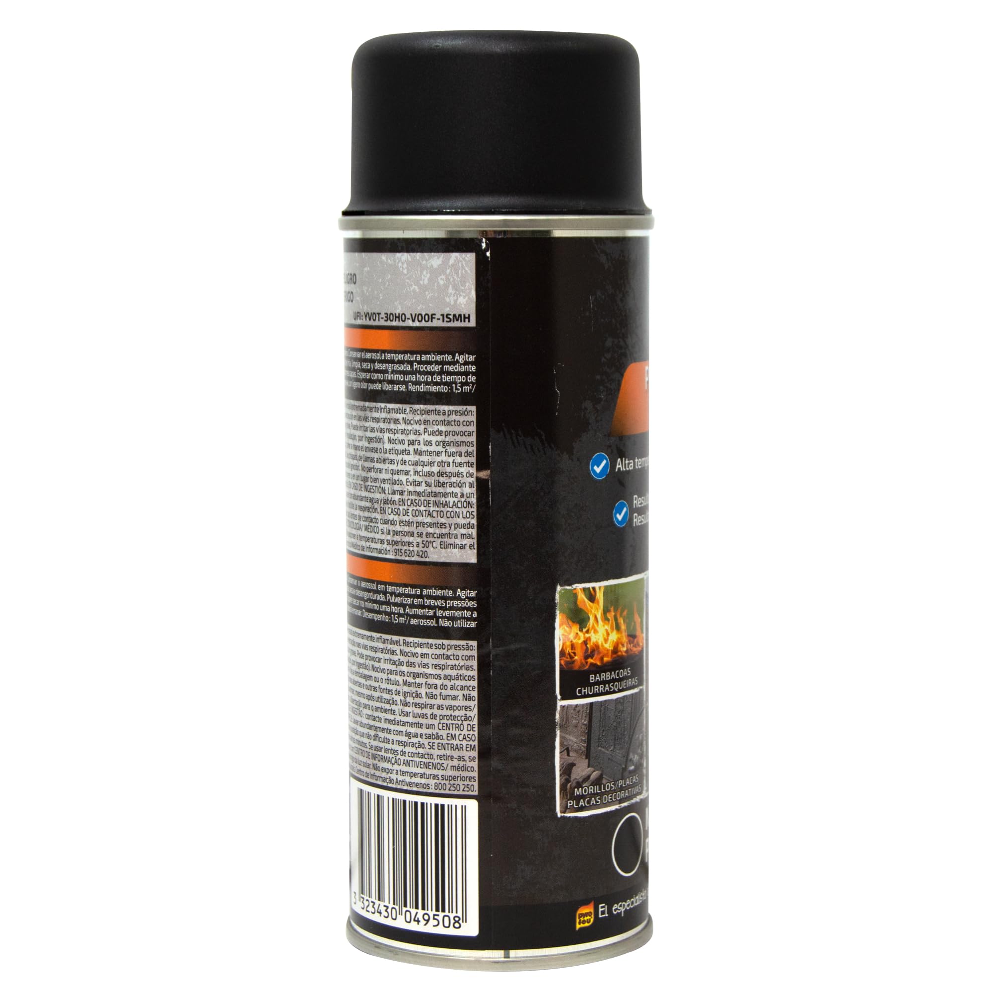 Pyro Feu - Peinture Haute Température Noire Mat - Résiste Jusqu’à 900°C - Rénovation Poêle, Insert, Plaques, Chenets, Barbecues, Fours, Pièces Mécaniques - 400ml (Lot de 2)