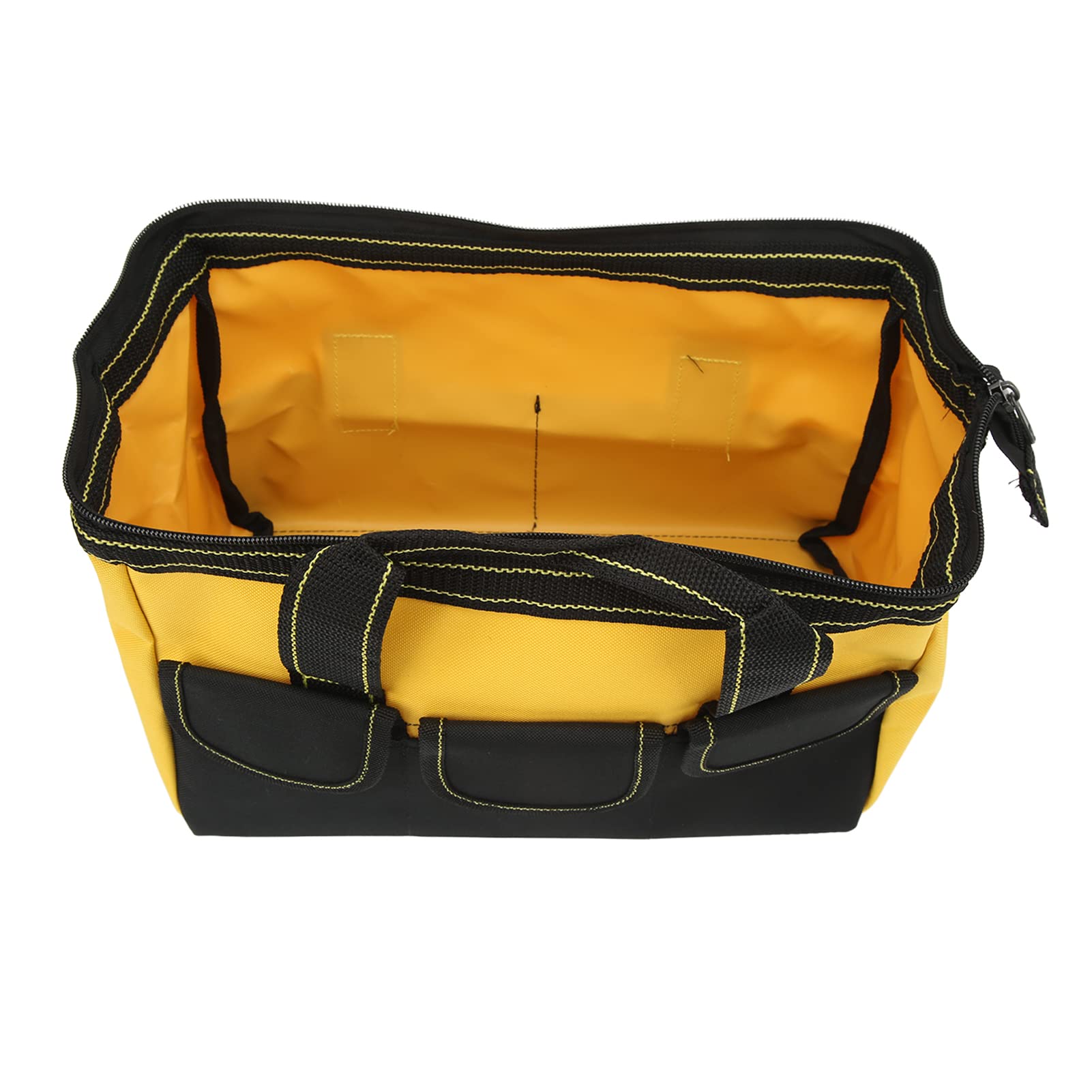 16-Inch Heavy Duty Tool Bag, Wide Mouth Storage Tote, 1680D Oxford Cloth, Multiple Pockets, Yellow, Portable - Image 4