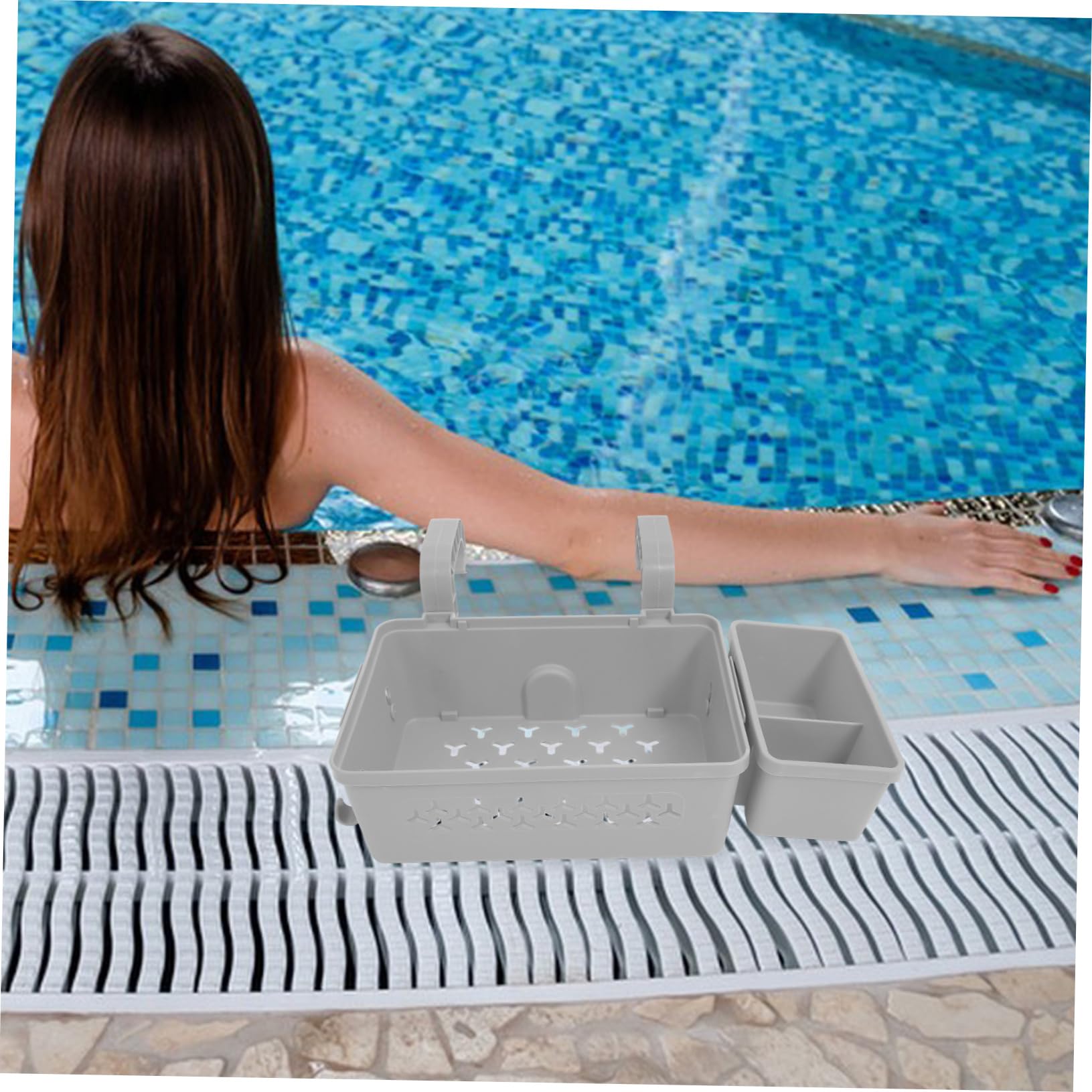 Cesta de Almacenamiento para Piscina de Plástico Pp Diseño Espacioso y Resistente para Colgar Toallas y Accesorios en Áreas de Piscina