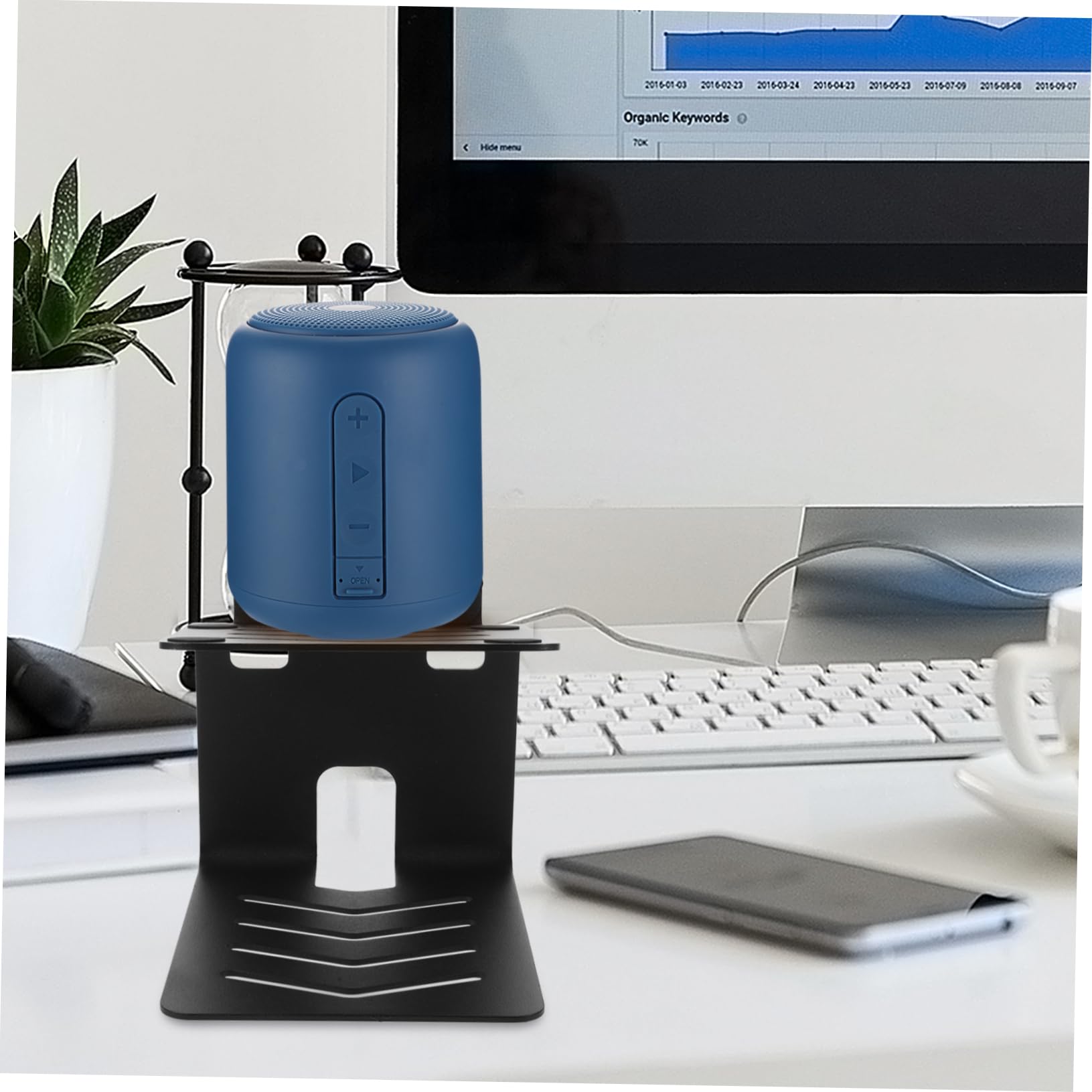 VICASKY Support de Haut-Parleur de Bureau en Acier Noir, Rehausseur Audio | Enceintes et Matériel Audio, Usage Bureau Gaming et Bibliothèque, Rangement Gestion des Câbles