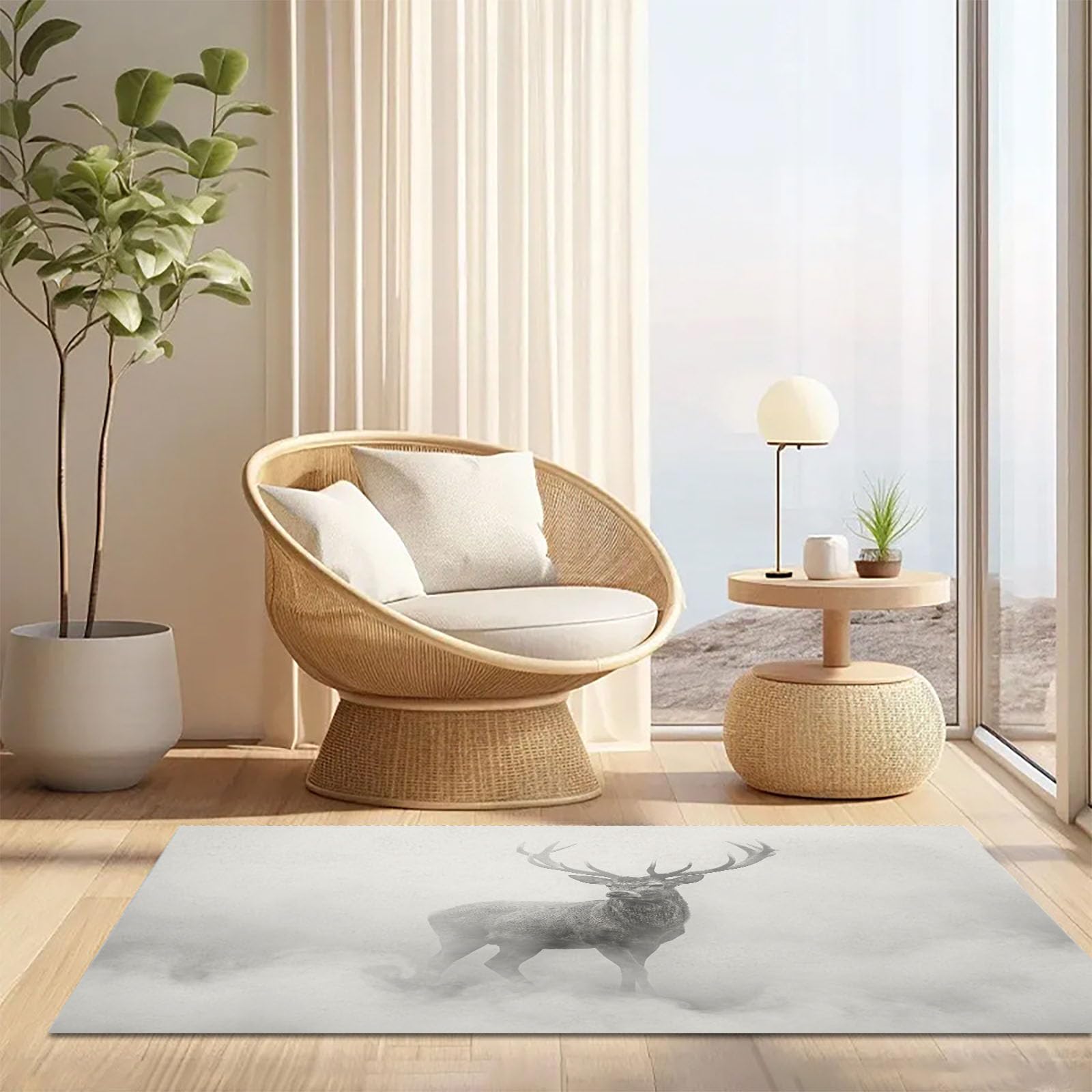 Felpudo De Entrada Niebla Renos, Alfombra Atrapapolvo, Antideslizante, Microfibra Suave Felpudo Naturalismo, Tapete Entrada para Puertas Y Pasillos 80 x 120 cm, Gris