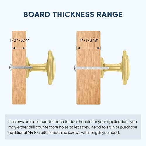 Miniatura 5 de TICONN Perillas redondas para cajones de 1-14 pulgadas de diámetro, herrajes para gabinete de cocina con tornillos de montaje (acabado de latón, 30