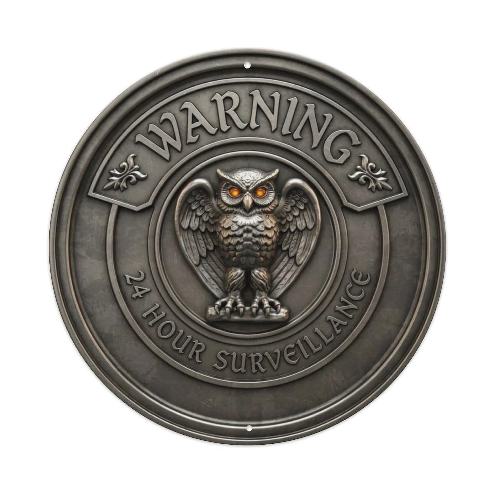 Owl Gargoyle 3D Pewter 24 Hour Metal Tin Sign Plaque