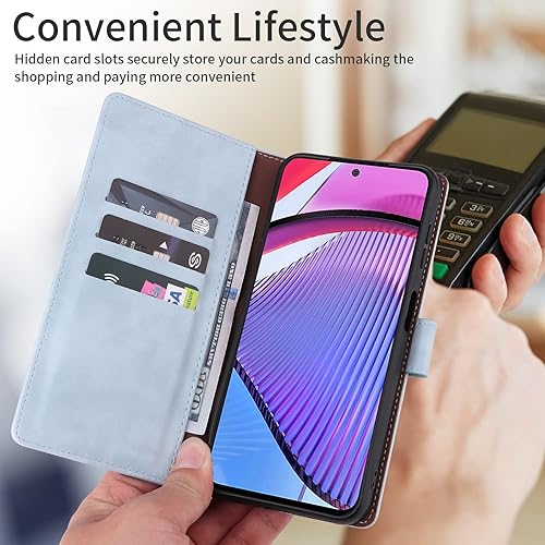 Miniatura 3 de LBYZCASE Funda tipo cartera para Moto G Power 2023 5G tarjetero con bloqueo RFID, cuero con tapa (función atril), magnética, a prueba de golpes,
