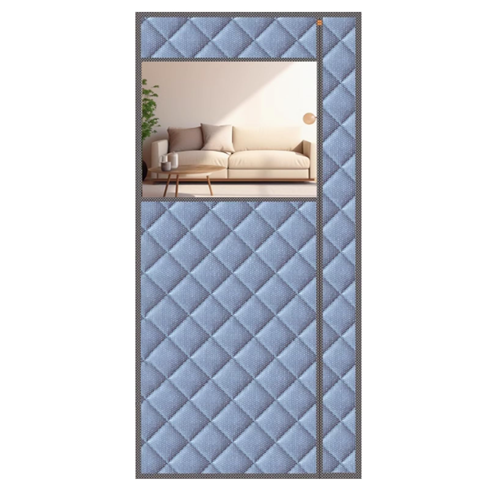 Magnetischer, wärmeisolierter Türvorhang, Winter-Türvorhang, Zugluftstopper mit sichtbarem Fenster, Polyester-Faserfüllung und Oxford-Tuch, temporäre Tür-/Fensterisolierung, Abdeckung, Vorhang, Blau