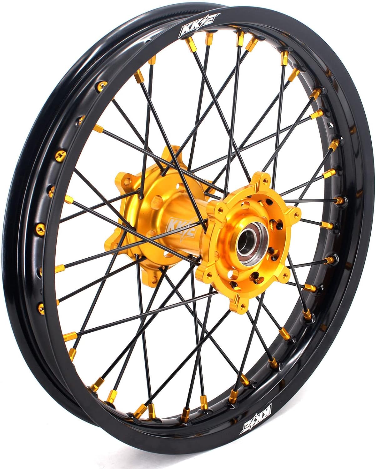KKE 1.6 * 21 & 2.15 * 19 Mx Dirtbike Motorcycle Wheels Rims Gold Hub Compatible with SUZUKI RM125 1996-2007 RM250 1996-2008 Black Spoke