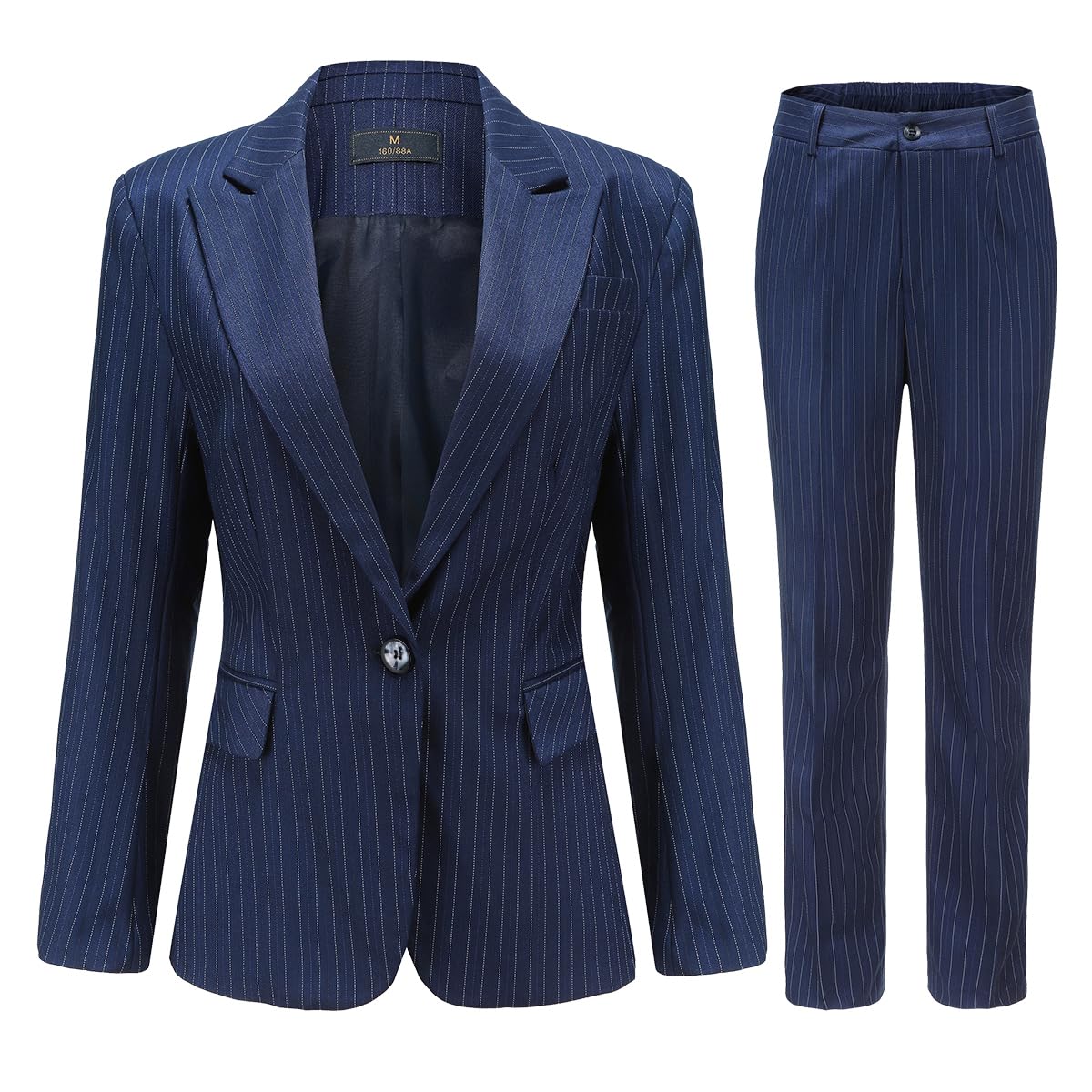YYNUDA Womens Business 2 Piece Office Lady Pinstripe Suit Set Slim Fit Blazer and Pants