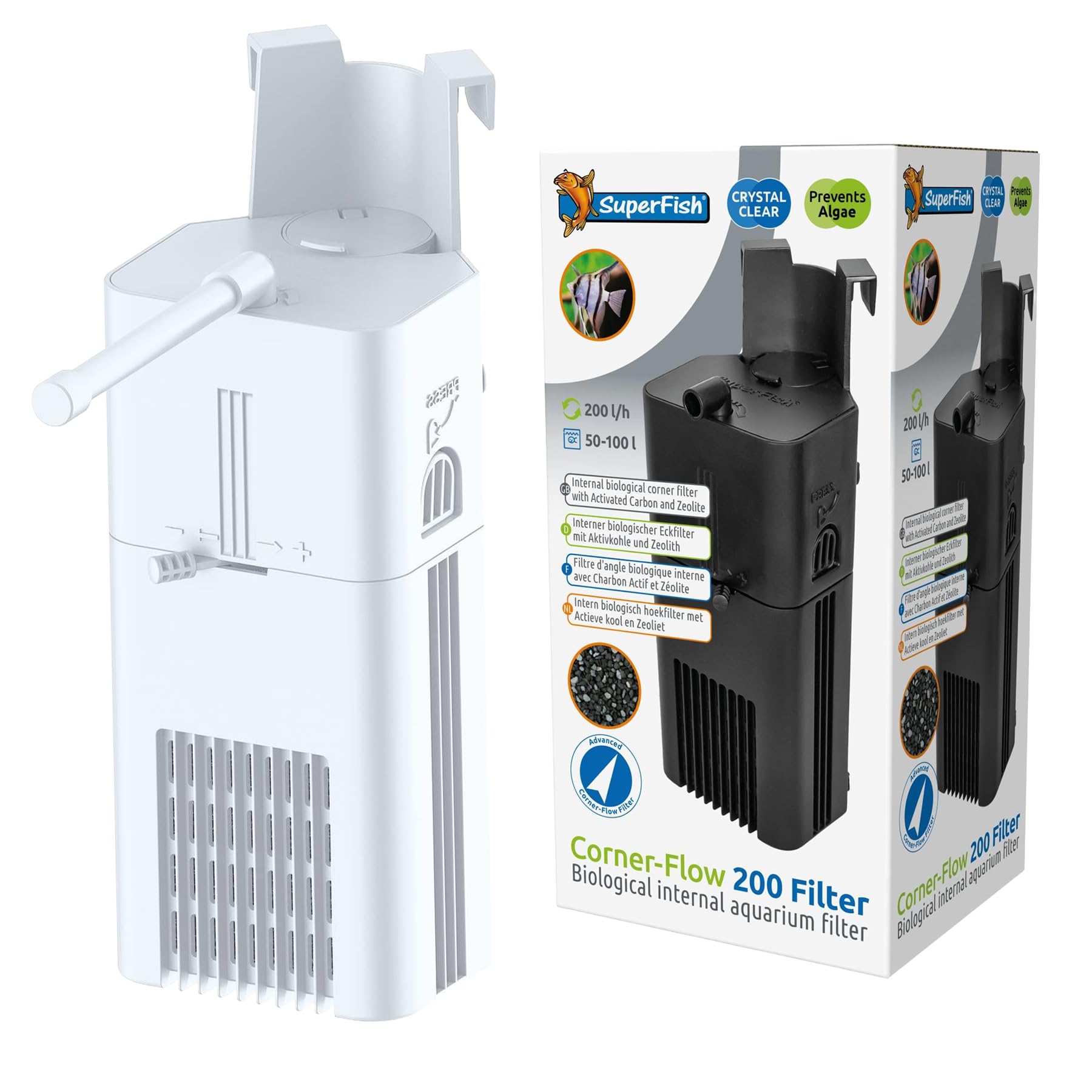 Superfish Corner-Flow 200 Internal Aquarium Filter - White