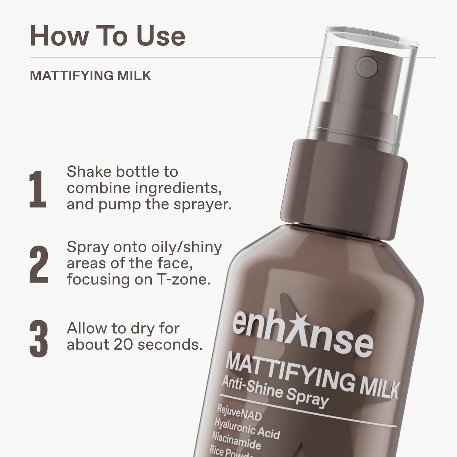 Mattifying Milk Anti Shine Matte Spray for Men, Hydrating Hyaluronic Acid, Rice Powder, RejuveNAD, Liquid Powder to Blur Pores & Control Shine, Clean, Oily Skin, 3.4 Fl Oz - Image 5