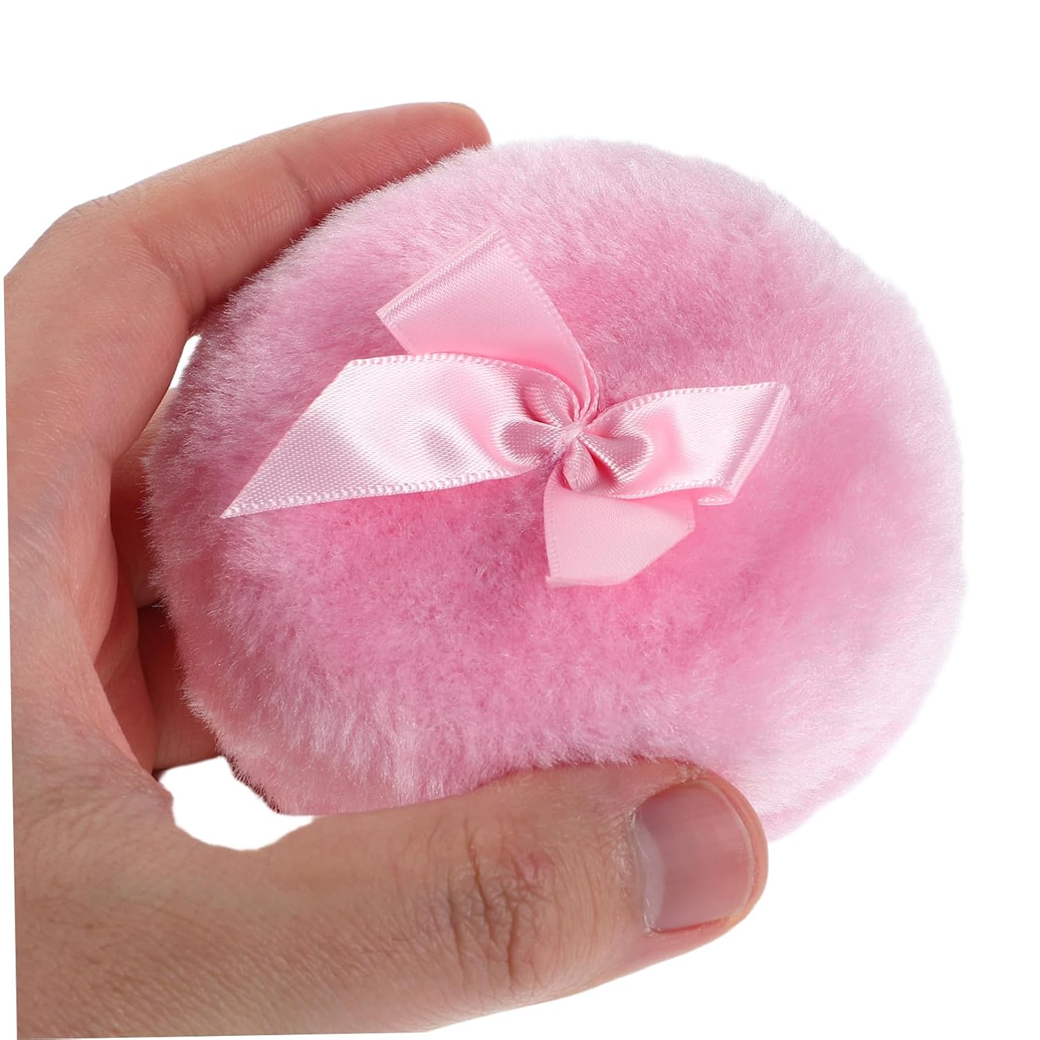 Outanaya Large Powder Puff with Glass Container Makeup Puff for Body Powder Application for Even Coverage Feminine Bow Design Gentle for Comfortable Use
