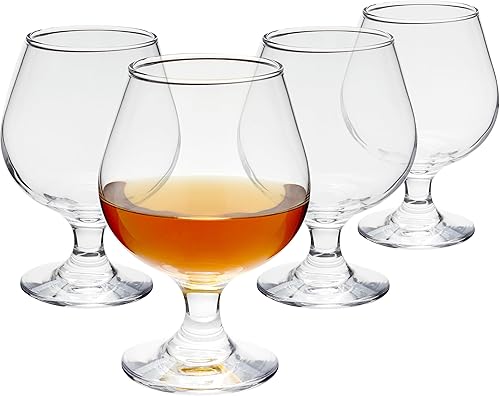 Juvale Juego de 4 copas de brandy para whisky, copas de vino de tallo corto para bourbon, coñac, brandy (13 onzas)