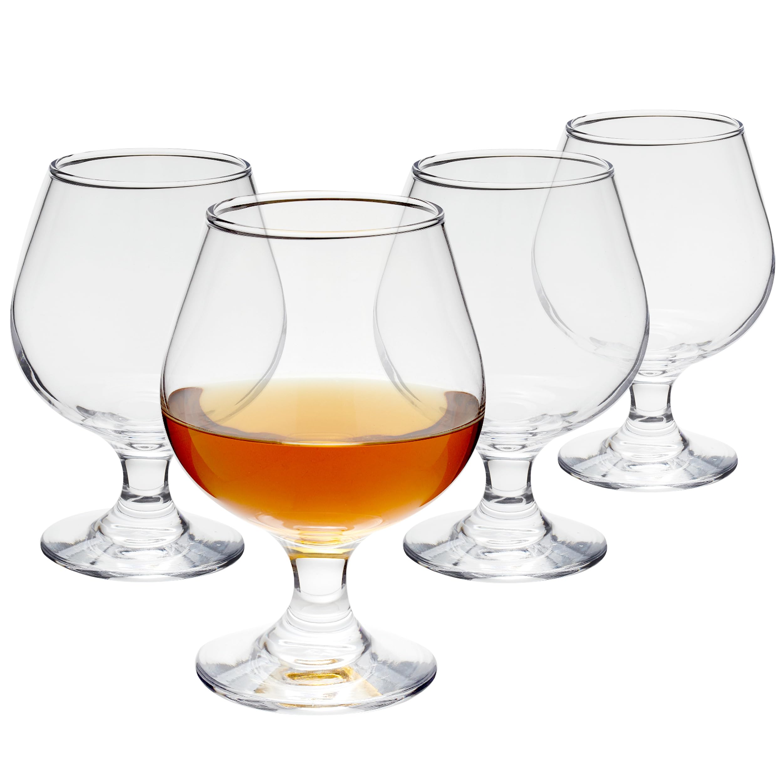 JuvaleCocktail Glasses - 13 Oz Clear Modern Short Stem, 4 Count, Lead-Free Crystal - Brandy Glasses & Cognac Balloon Snifters for Bourbon