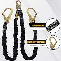 Vista 2 de TRSMIMA Safety Harness Lanyard Retractable - Fall Protection Climbing Tree Strap 6 FT Double Leg Internal Shock Absorbing with Rebar & Snap Hook