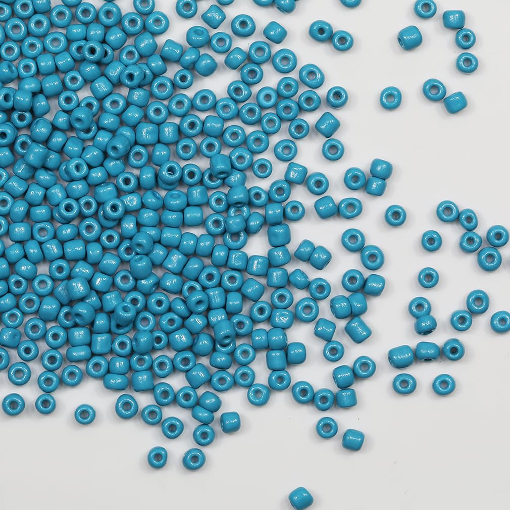 Tibaoffy Lake Blue Beads Size 6/0 Crafts Glass Seed Beads 4mm for Jewelry Making (Total About 100g About 1200pcs)
