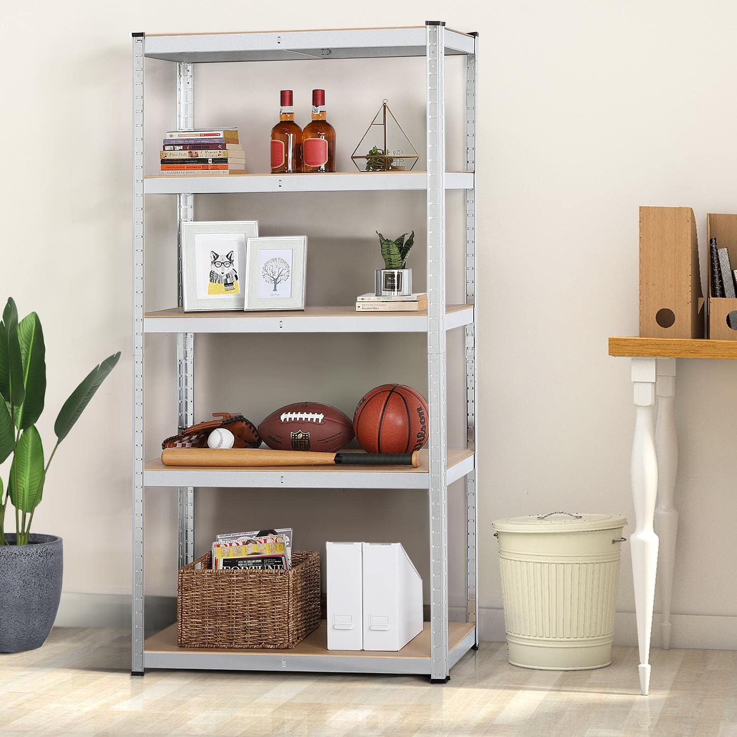Yaheetech Heavy Duty 5-Shelf Garage Shelving, Metal Storage Shelves Adjustable Shelving Units Utility Rack for Garage, 71in Height : Tools & Home Improvement