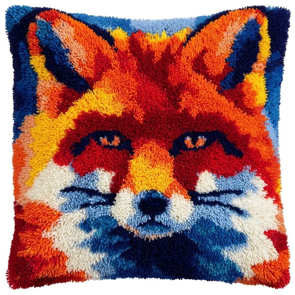 AxiangziK Latch Hook Pillow Kit 17x17in,Cute Fox