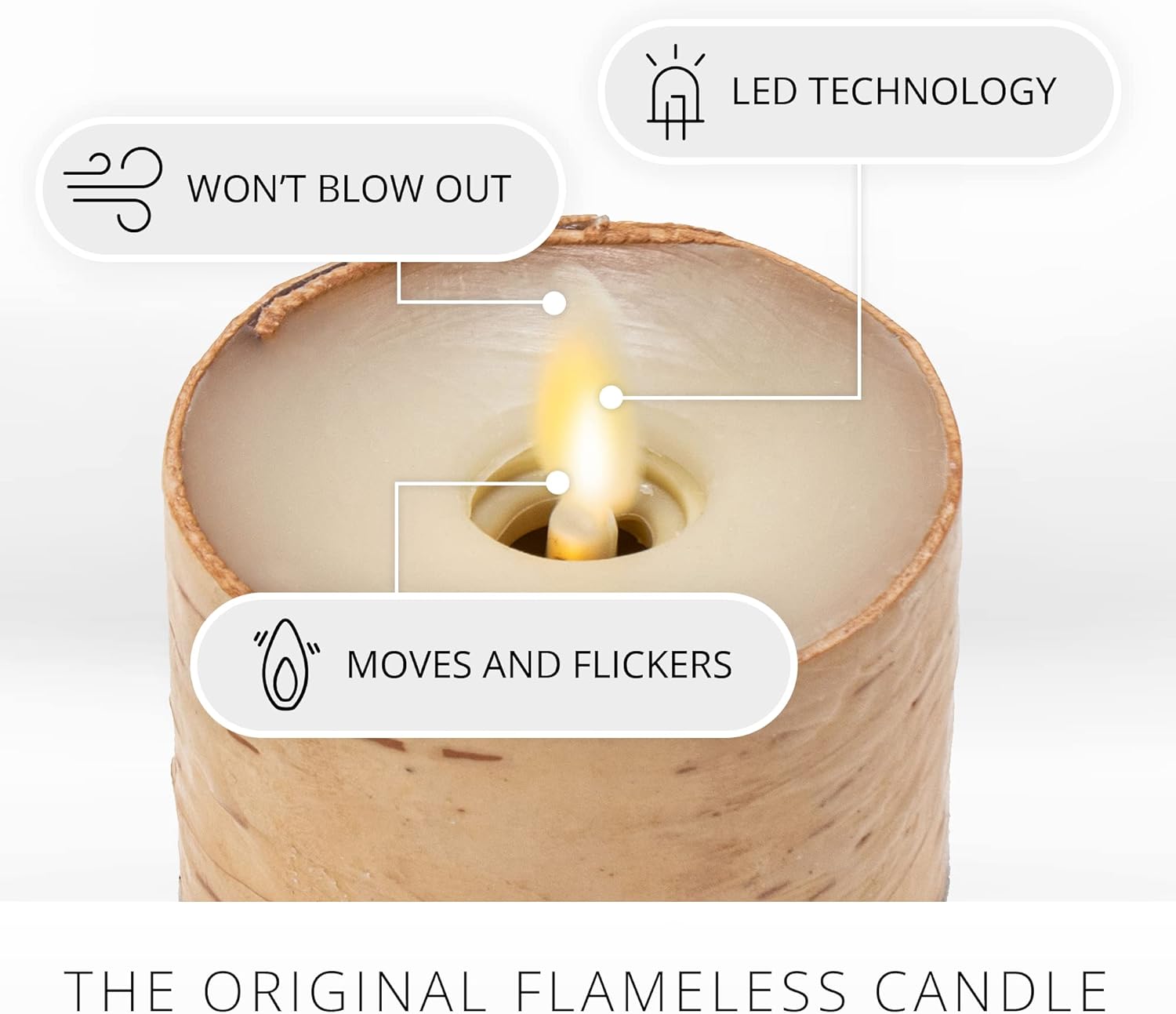 Luminara Flameless LED Tea Light Candle, 1.4" x 2", Pack of 2, Birch, Pearl Ivory, Real Flame, Battery Operated w/Remote Timer Function, Paraffin Wax - Image 2