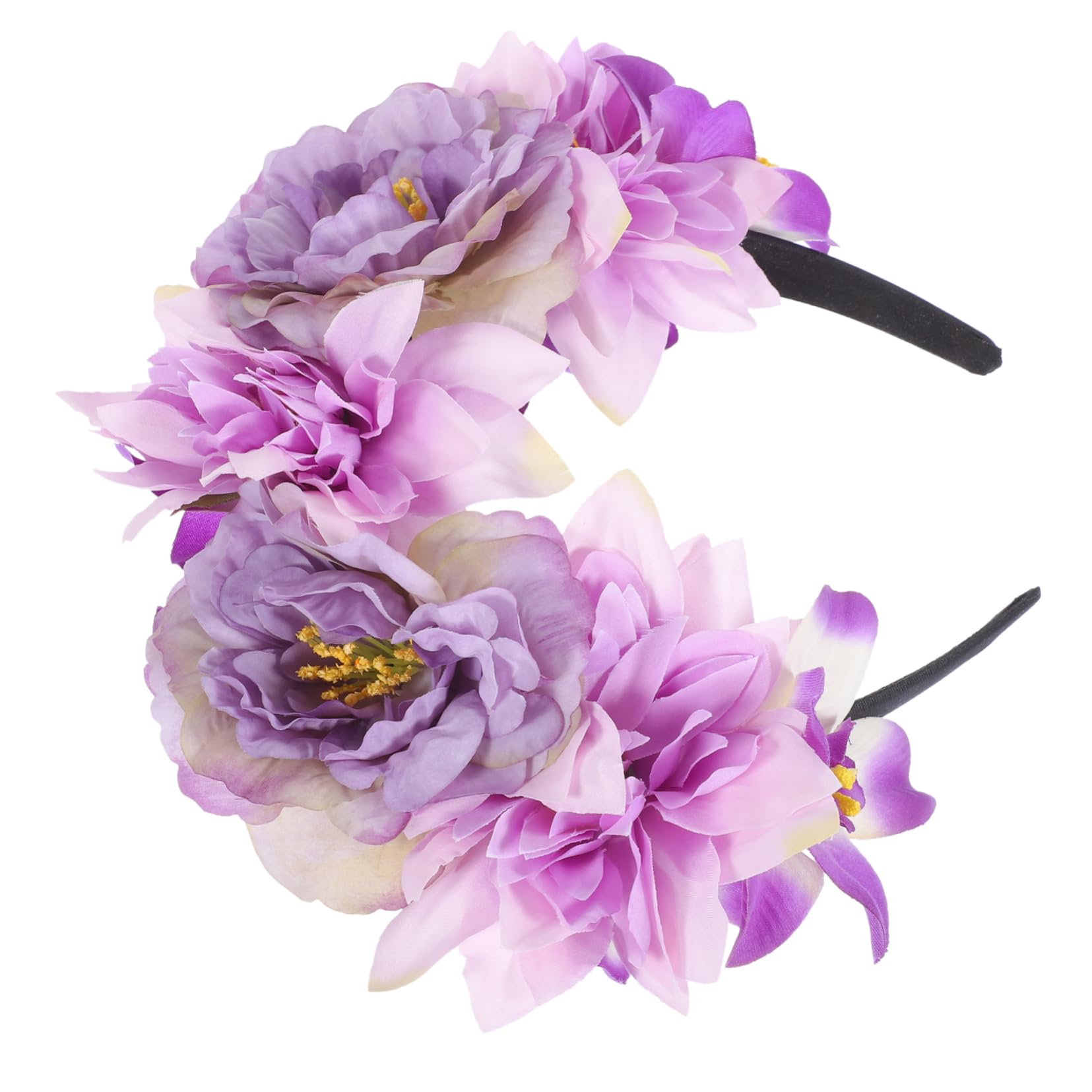 4 diademas de flores estilo retro para mujer, guirnalda para el pelo, tocado de flores de gran tamaño, tocado para la cabeza, artificial de viaje, tela