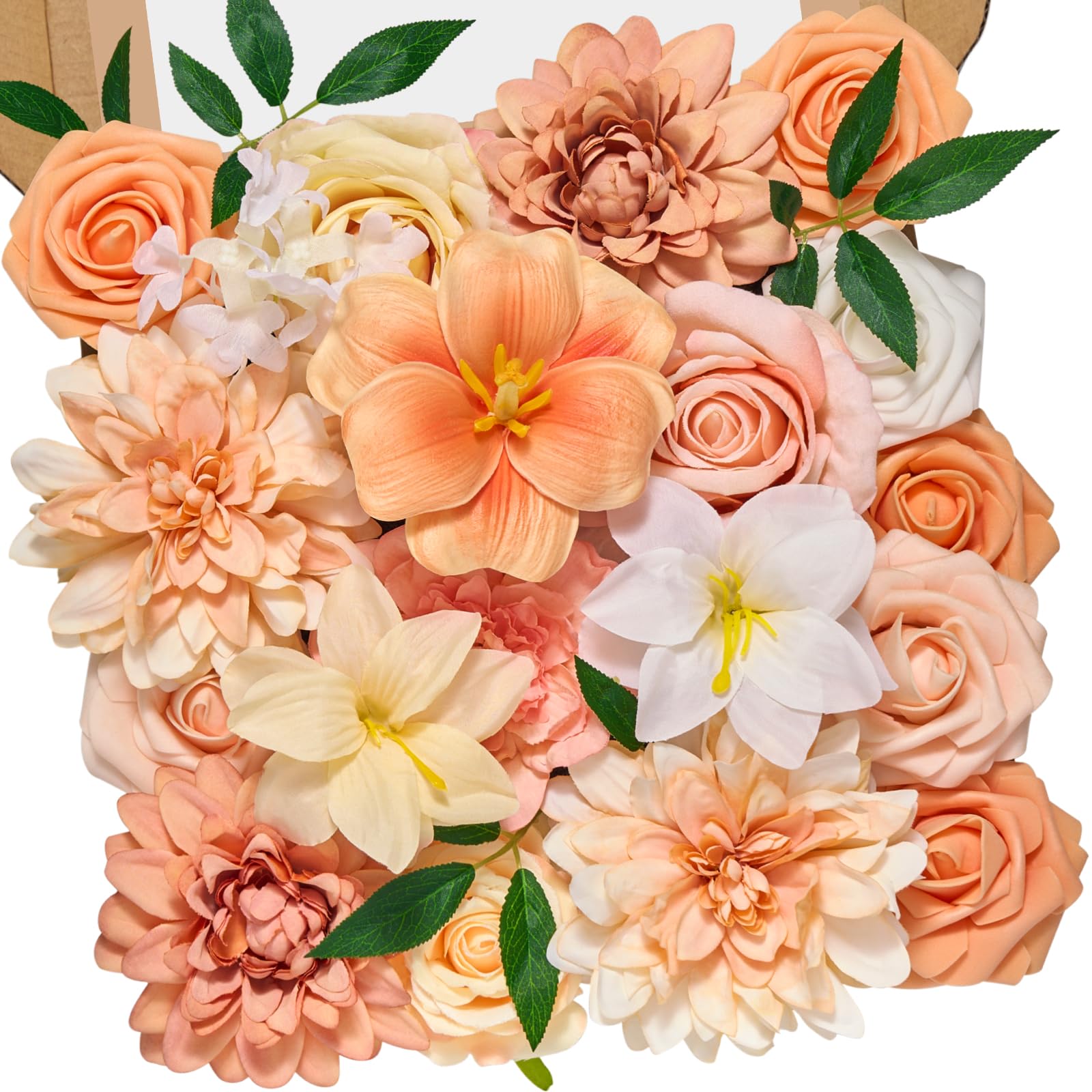 Serwalin Artificial Flowers,Champagne Fake Roses Silk Flowers for DIY Wedding Bridal Bouquets Decoration,Cake Flowers for Indoor Table Centerpieces