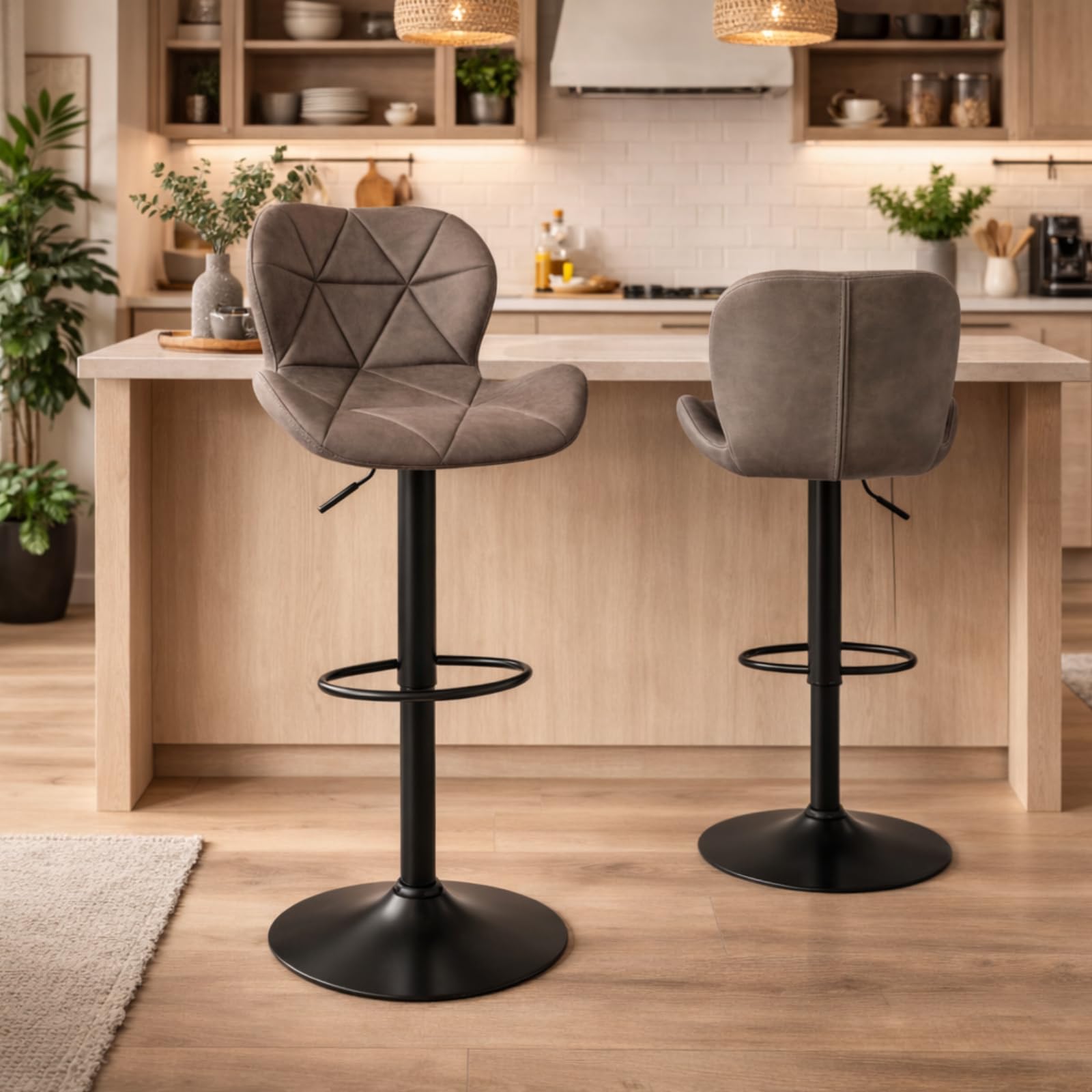 Tabourets de bar pivotants pour cuisine et bistro HAGO 24 marron