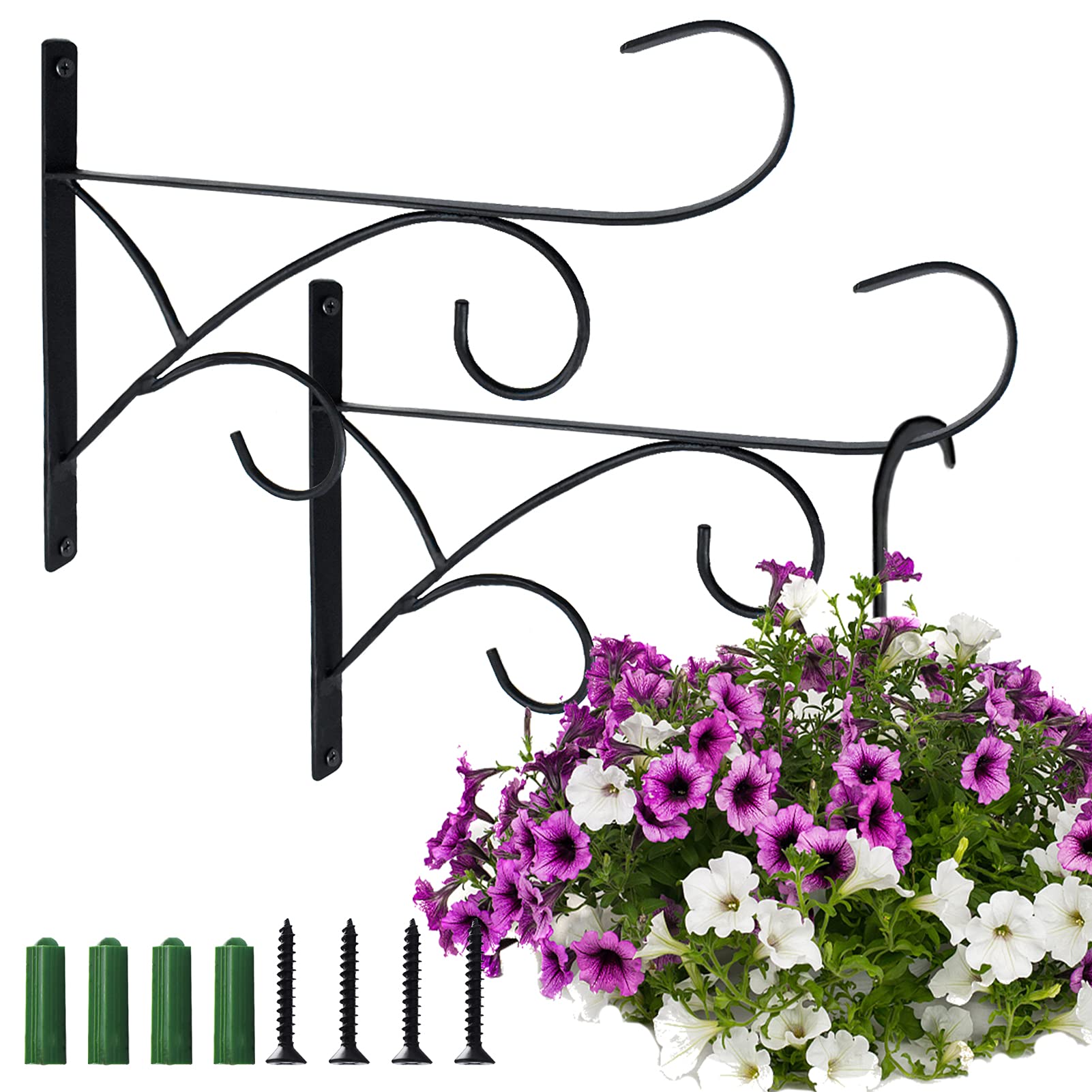 Acteomsly 4 Pack Plant Hanger, Sturdy Hanging Plant Hangers Outdoor, Bird Feeder Hanger for Bird Feeders, Planters, Lanterns, Wind Chimes Indoor Outdoor (WHITE-4PACK)