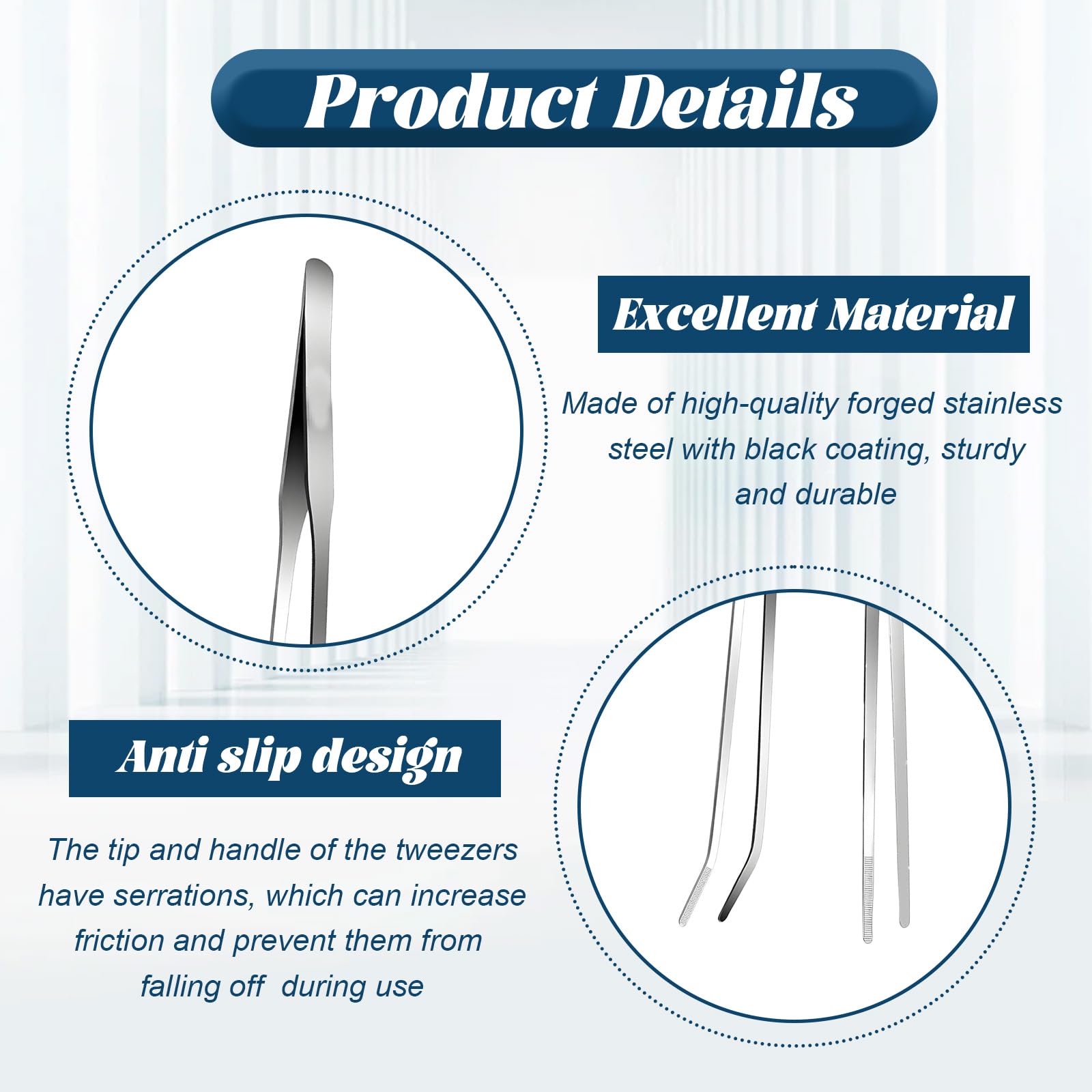 hioseyre 2 Pcs 10.6inch Feeding Tongs, Extra Long Stainless Steel Aquarium Tweezers with Rubber Tip - Image 3