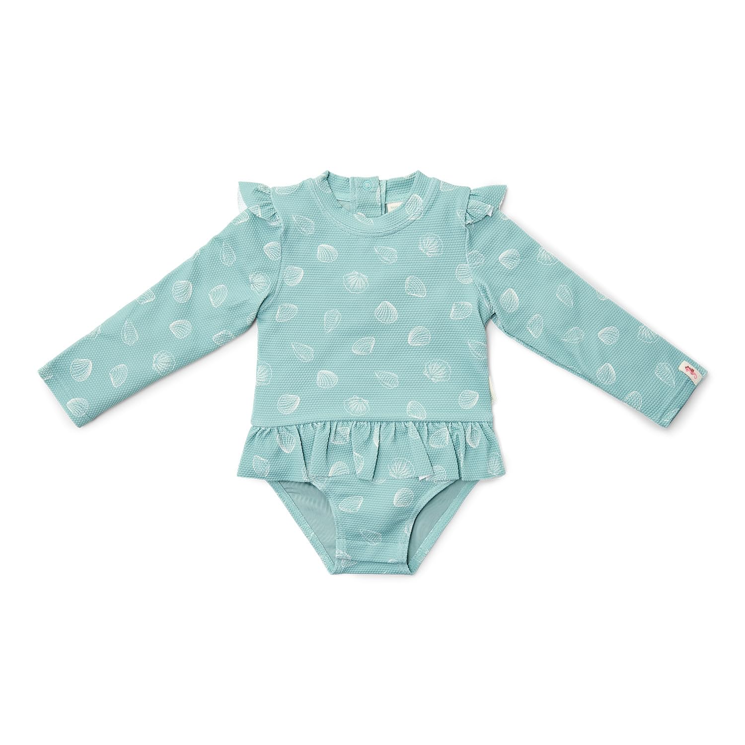 Little Dutch CL25038660 Badeanzug mit Volants/Rüschen Langarm - Ocean Treasures Surf Blue (Gr. 74/80)