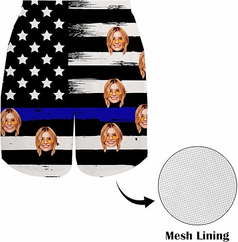 Vista 4 de Traje de baño personalizado para hombre, divertido estampado de fotos personalizado con la bandera estadounidense, pantalones cortos, regalos
