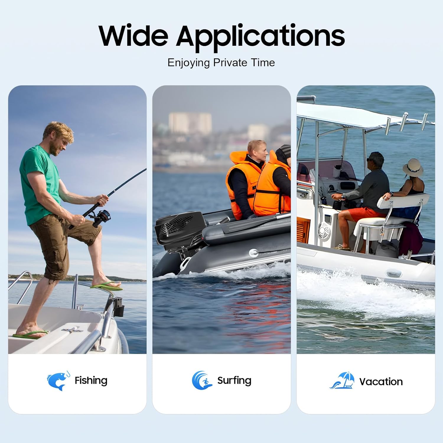 Hangkai Outboard Motor, 48V 1200W Electric Outboard Motor Short Shaft Boat Motor Heavy Duty Fishing Boat w/Brushless Motor Engine for Small Ship Inflatable Boat 3307LBS Thrust