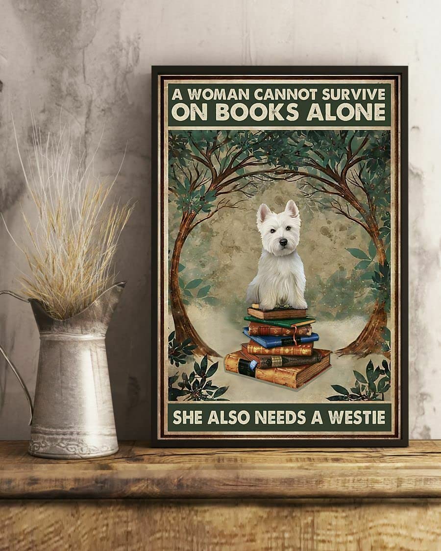 HOUVSSEN Metal Sign Vintage Chic Westie Dog Poster Wall Decor Retro Bar Wall Art 8x12 Inch