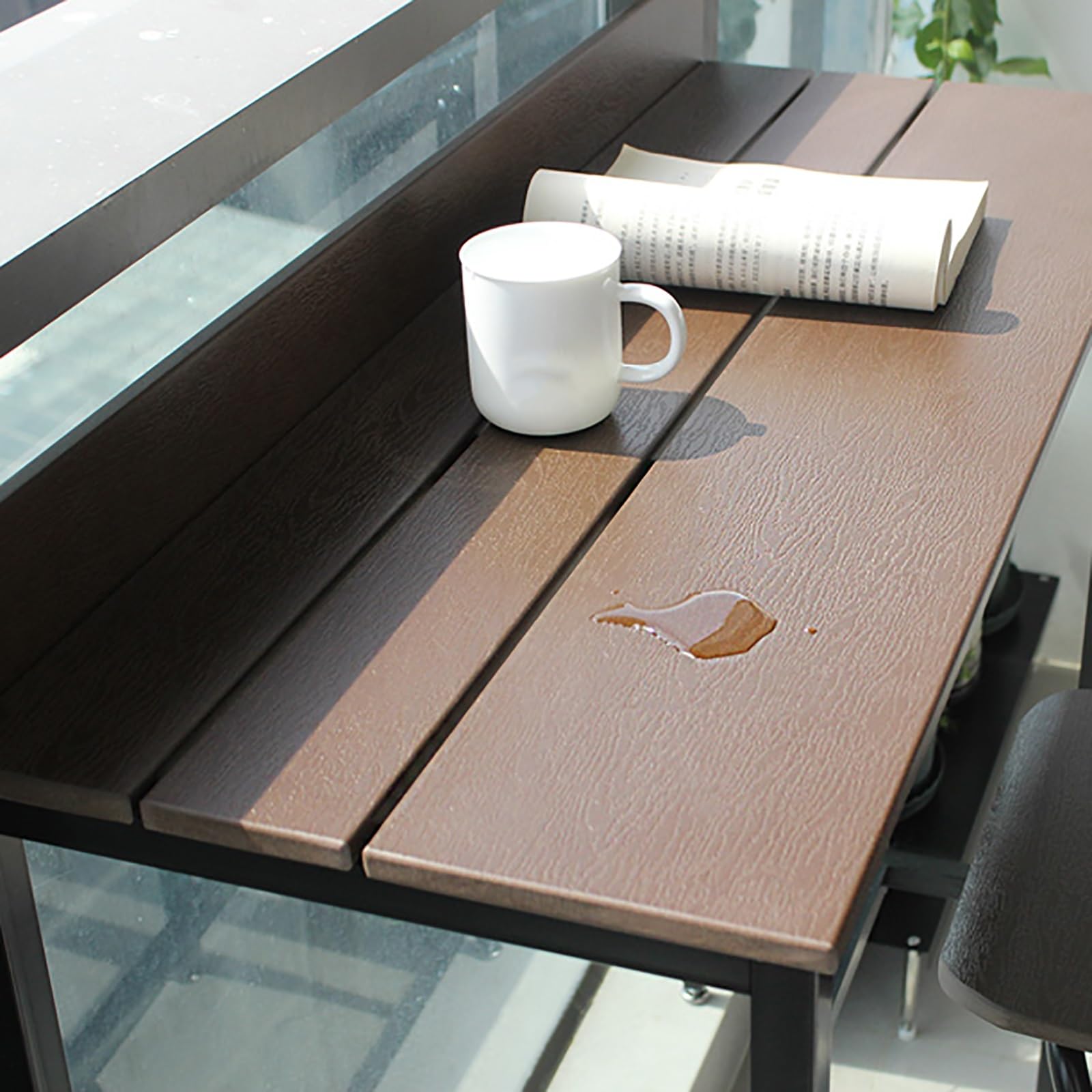 Table de bar d'extérieur à hauteur de comptoir – Dessus imperméable, pieds extensibles, convient pour balcon, jardin et utilisation en intérieur