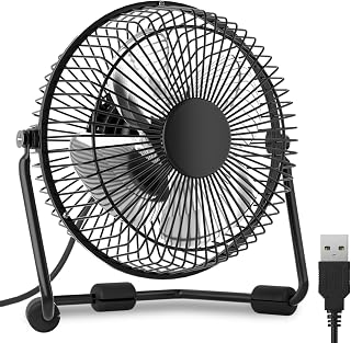 4-Inch Small USB Desk Fan for Home Office Bedroom Mini Personal Desktop Air Circulator Ultra Quiet Cooling Table Fan Adjustable Tilt Black