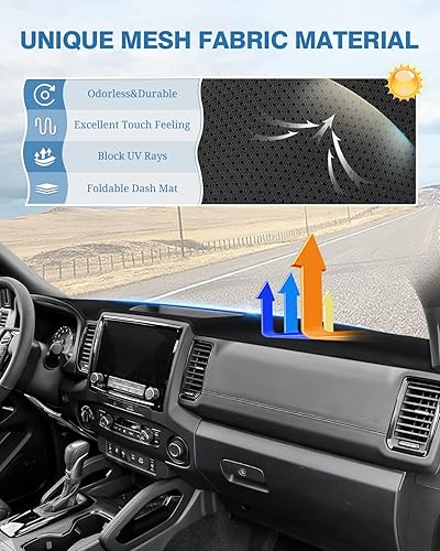 Miniatura 43 de FIILINES - Cubierta para tablero, accesorio para tablero de malla antideslizante, parasol sin reflejos y protector compatible con Toyota RAV4