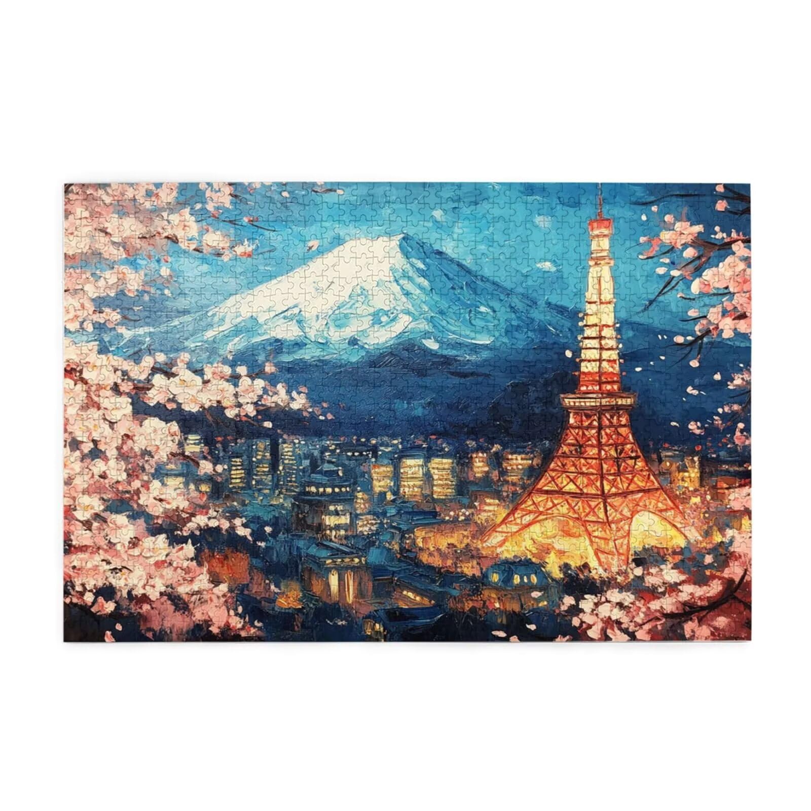 Japońskie puzzle z wieżą Tokio, duże, 1500 części, dla dorosłych, sprytne zagadki, gra zręcznościowa dla całej rodziny, kolorowe drewniane jigsawy z pudełkiem prezentowym, prezenty dla kobiet 87 x 57