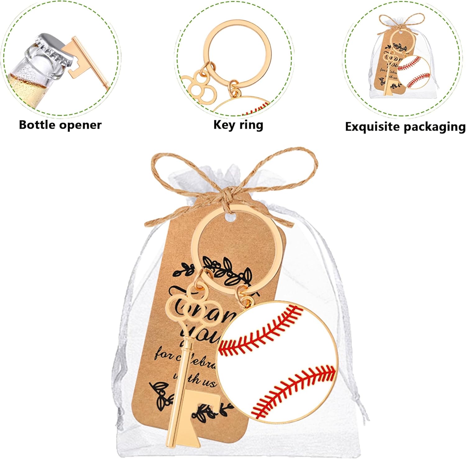 Creative baseball keychain bottle opener, exquisite sports gift, baseball and essential practical and memorable gift for sports enthusiasts