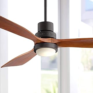 52" Casa Delta-Wing Modern Indoor Outdoor Ceiling Fan with Light Solid Wood Oil Rubbed Bronze Damp Rated for Kitchen Patio...