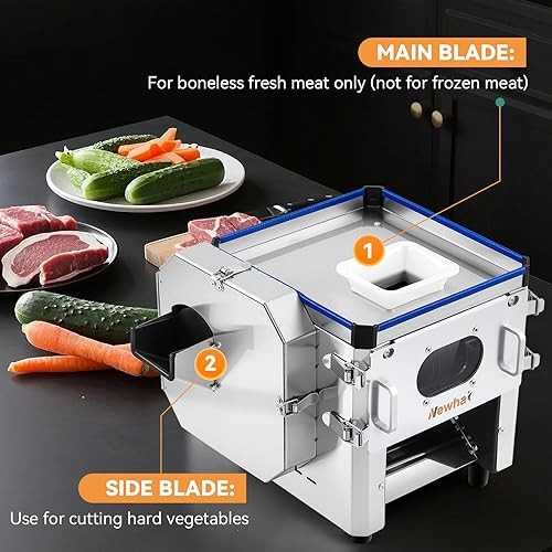 Miniatura 3 de Newhai Máquina cortadora de carne comercial 2 en 1, cortadora de carne eléctrica de 0.197 in, trituradora de verduras y alimentos, 850 W 110 voltios