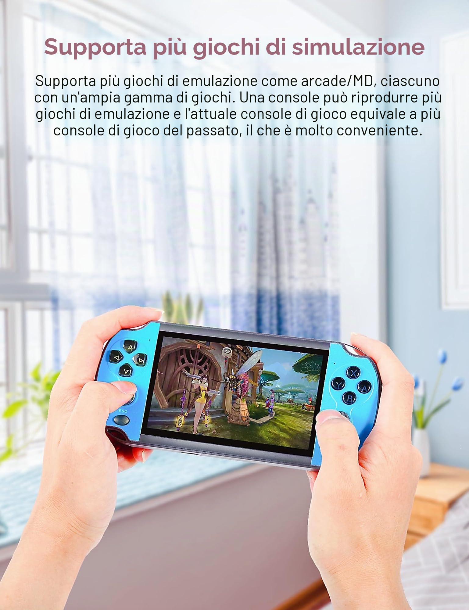 CZT Console retrò da 4,3 pollici, console da gioco portatile con 3000 giochi integrati, che supporta giochi MP3/MP4, console portatile per bambini, simulatore di arcade e regali per bambini (blu)