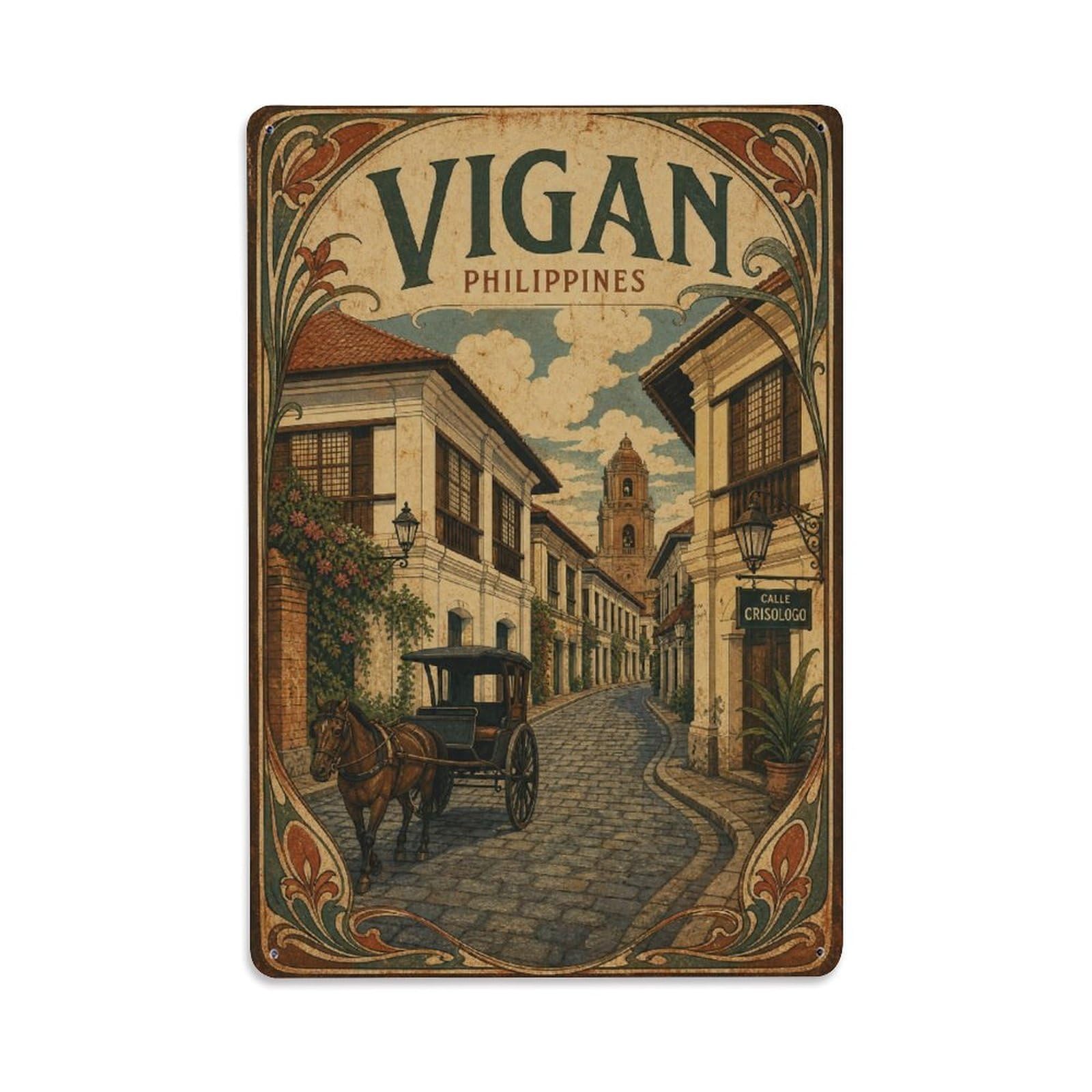 Gead 8X12inch Style Vintage Travel Philippines Vigan Metal Tin Sign