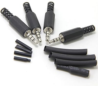 Amazon Wuernine 4個セット 3 5mmステレオ4極ミニプラグアダプタ 自作用はんだタイプ ヘッドホン イヤホンケーブル断線修理交換用コネクタ マイク機能 Wuernine アンテナ接栓