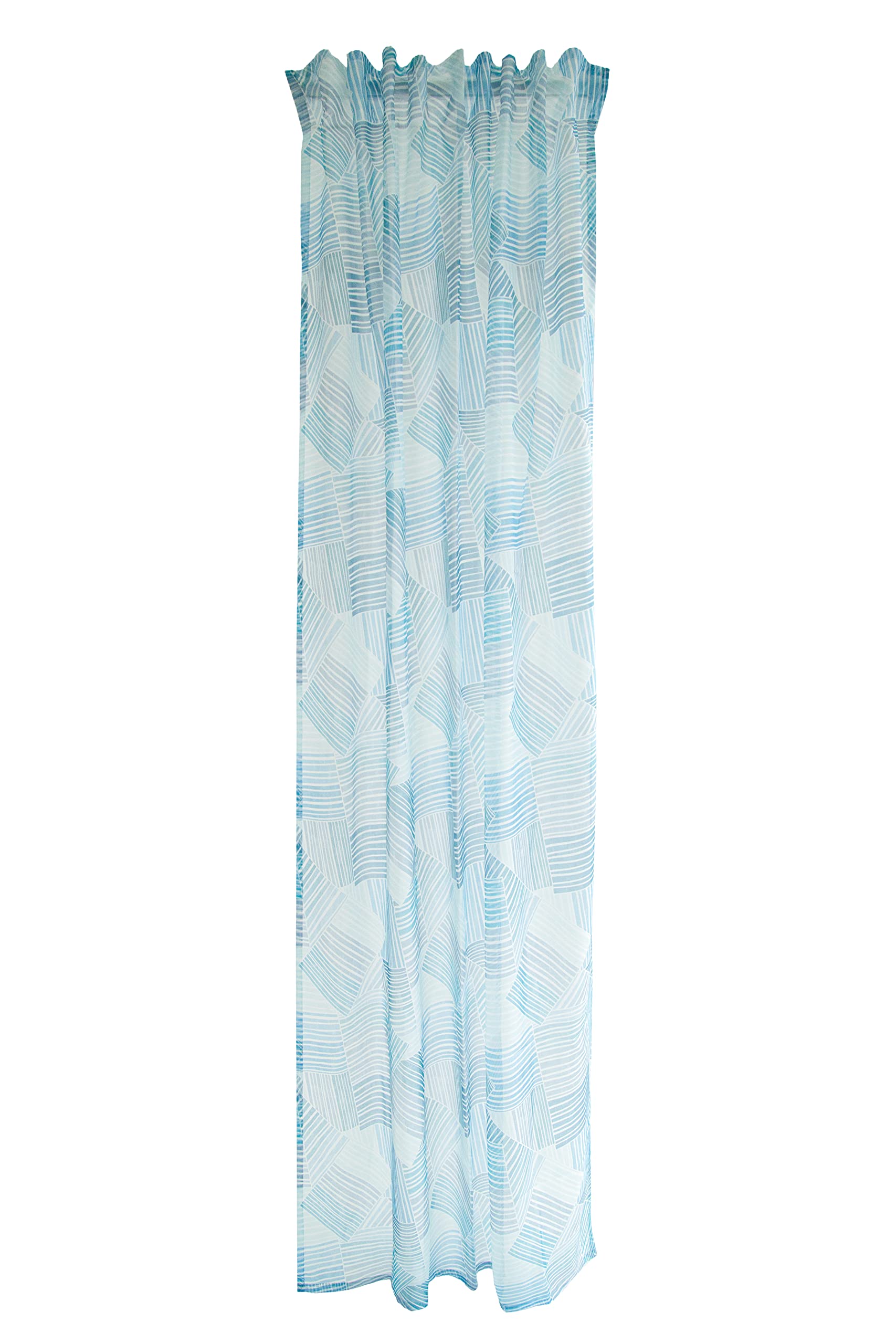 Curtain Blue Transparent Geometric Living Room Bedroom Children's Room 140 x 245 cm, 140x245