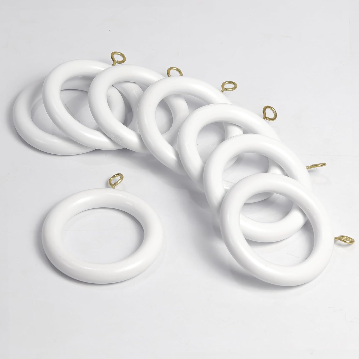 White Wooden Curtain Rod Ring, Wood Curtains Rings, Hooks, and Hangers for Shower Curtains and Drapery, Durable Wooden Ring for Hanging (50, 1.75 INCH Inner Dia.)