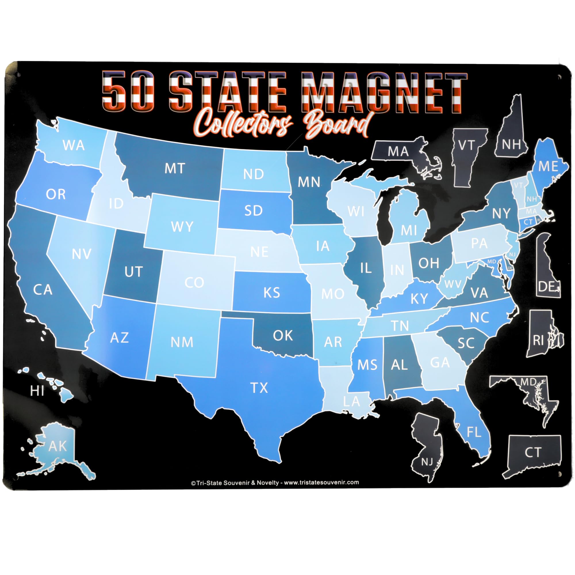 United States Magnet Board for Collectors, Interactive Travel Map Display with Magnetic Surface, 18 by 24 Inches