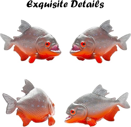 Miniatura 5 de Figuras de piranha pequeñas figuras de piranha modelo de piranha realistas pintadas a mano adorno para recuerdos de fiesta de micro paisaje regalo