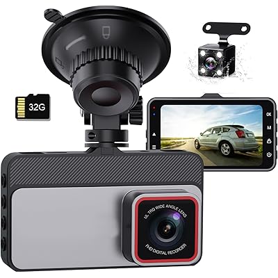 車用 ドライブレコーダー 前後2カメラ ドラレコ 小型 ドラレコ 300万画素 1296P 170度超広角 32GBカード付き 3インチ液晶画面 HDR/WDR …