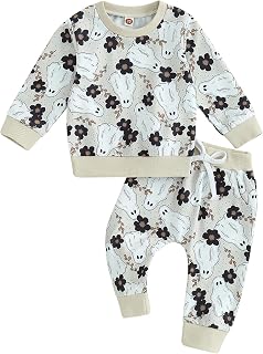 Toddler Baby Girl Halloween Outfit Cartoon Pumpkin Long Sleeve Sweatshirt Shirt Long Pants Set Fall Clothes Outfit