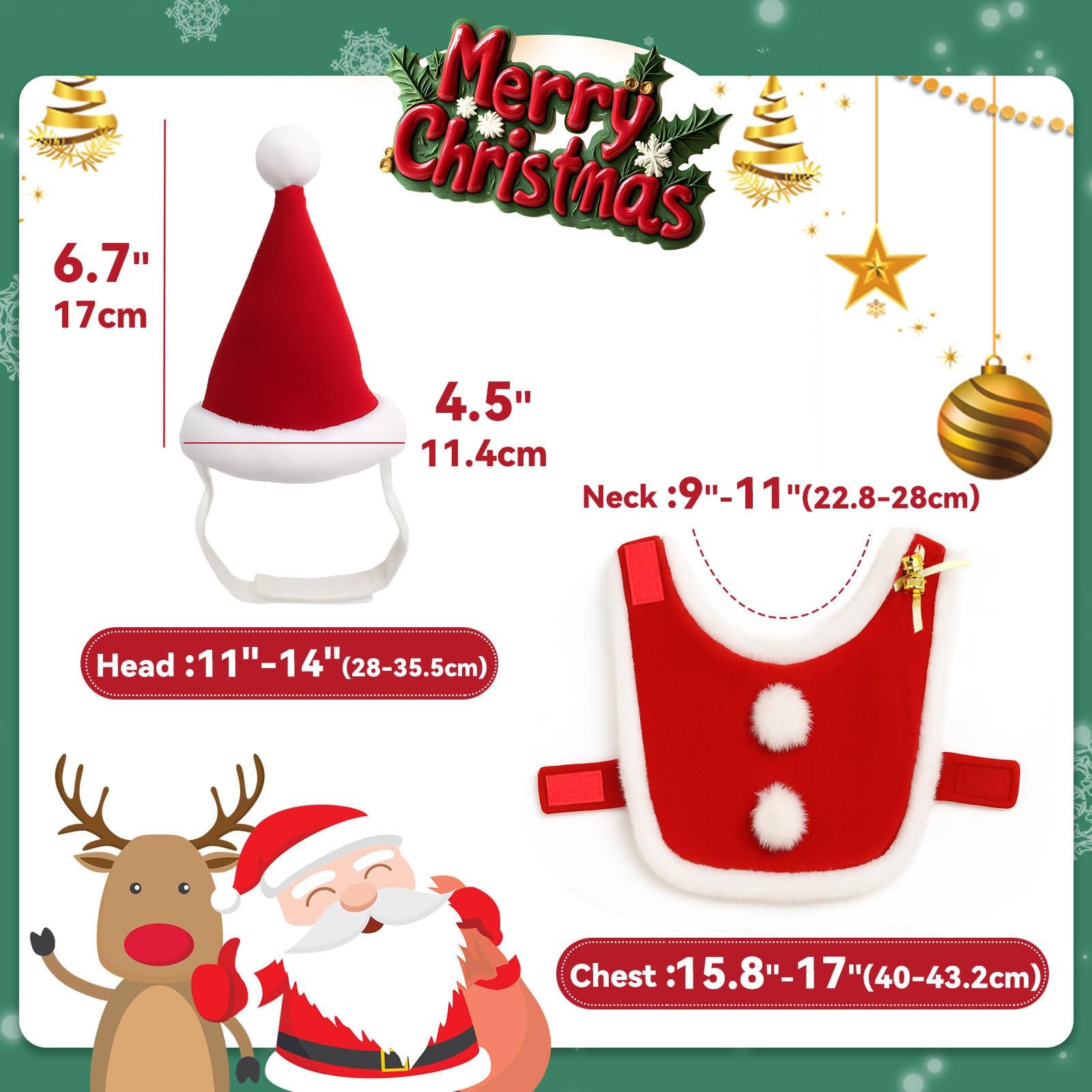 Irayin Vestiti Natale Gatto Cane,Natale Animale Domestico Costume